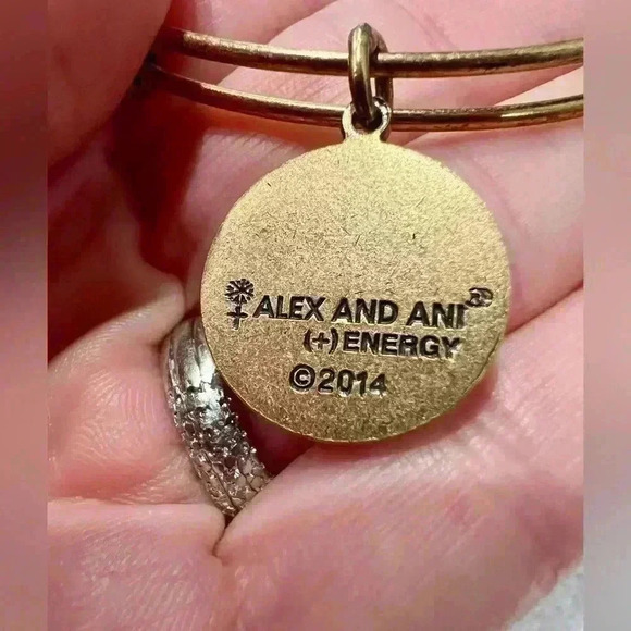 ALEX AND ANI Initial “P” Charm Bangle- Rafaelian Gold (mild discolor from wear) - Picture 4 of 5